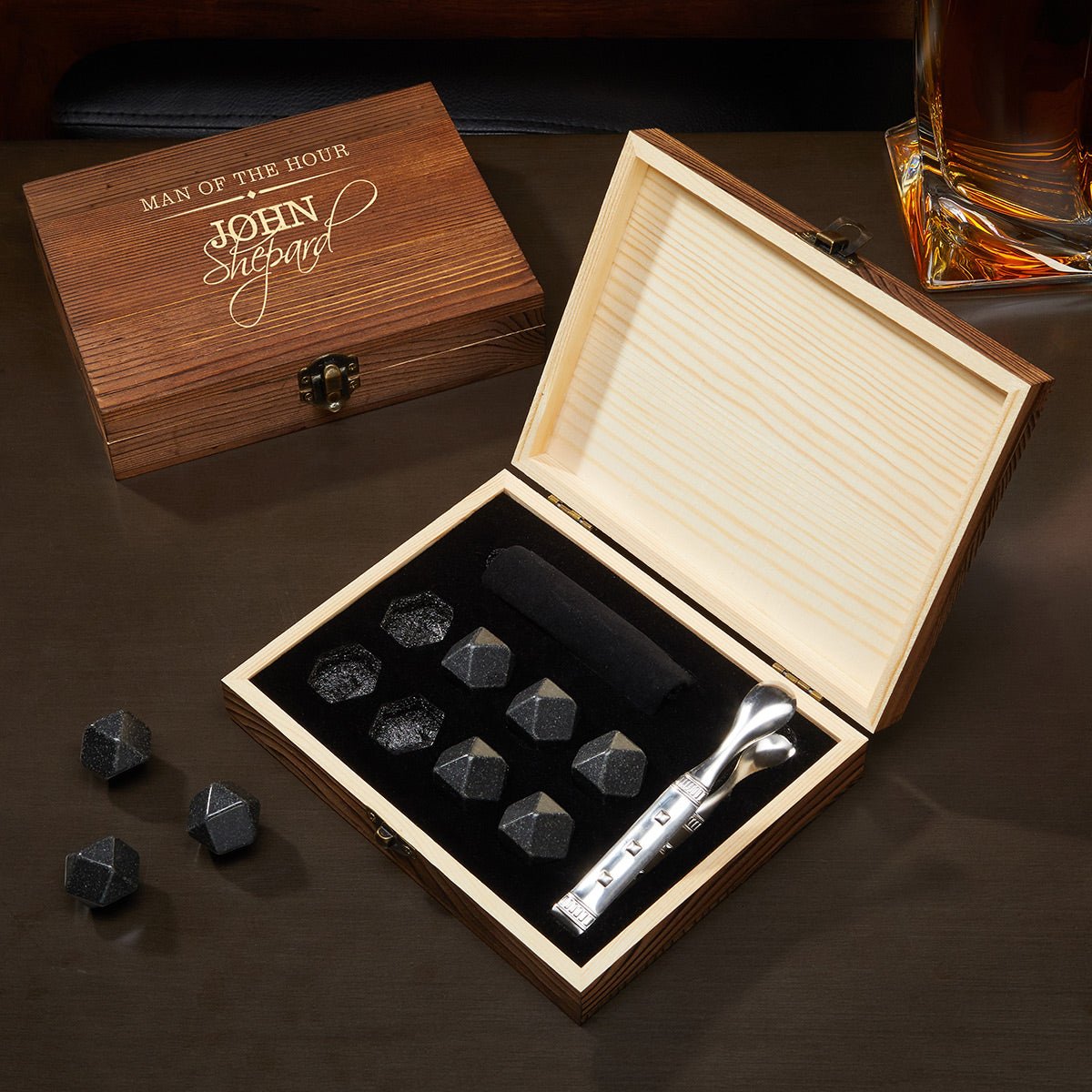 Customized Boxed Diamond Whiskey Stone Set