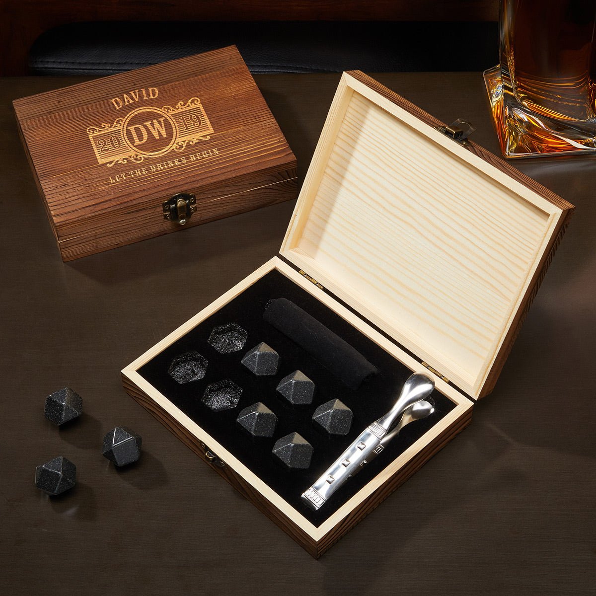 Customized Boxed Diamond Whiskey Stone Set