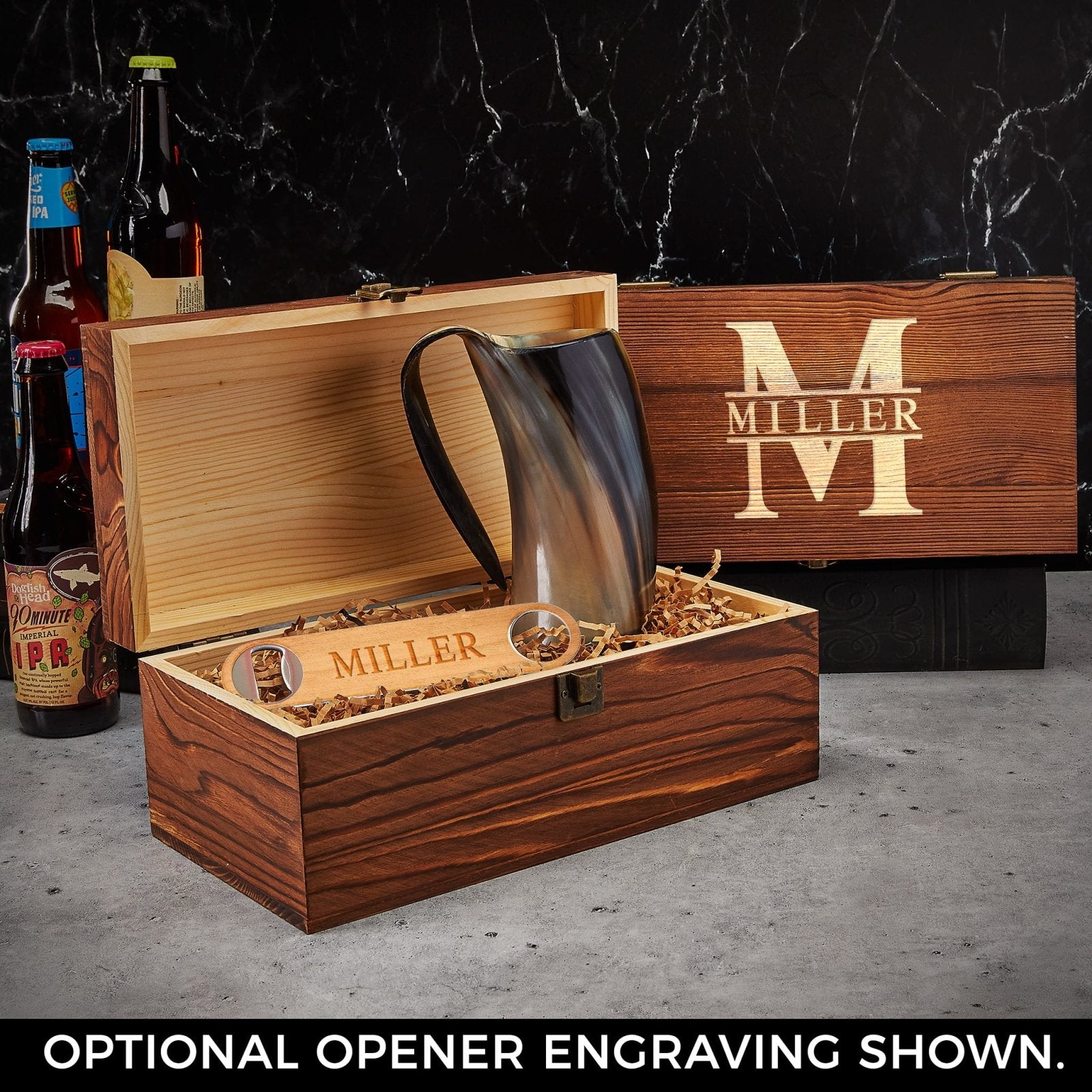 Drinking Horn Mug Oakmont Engraved Box Set