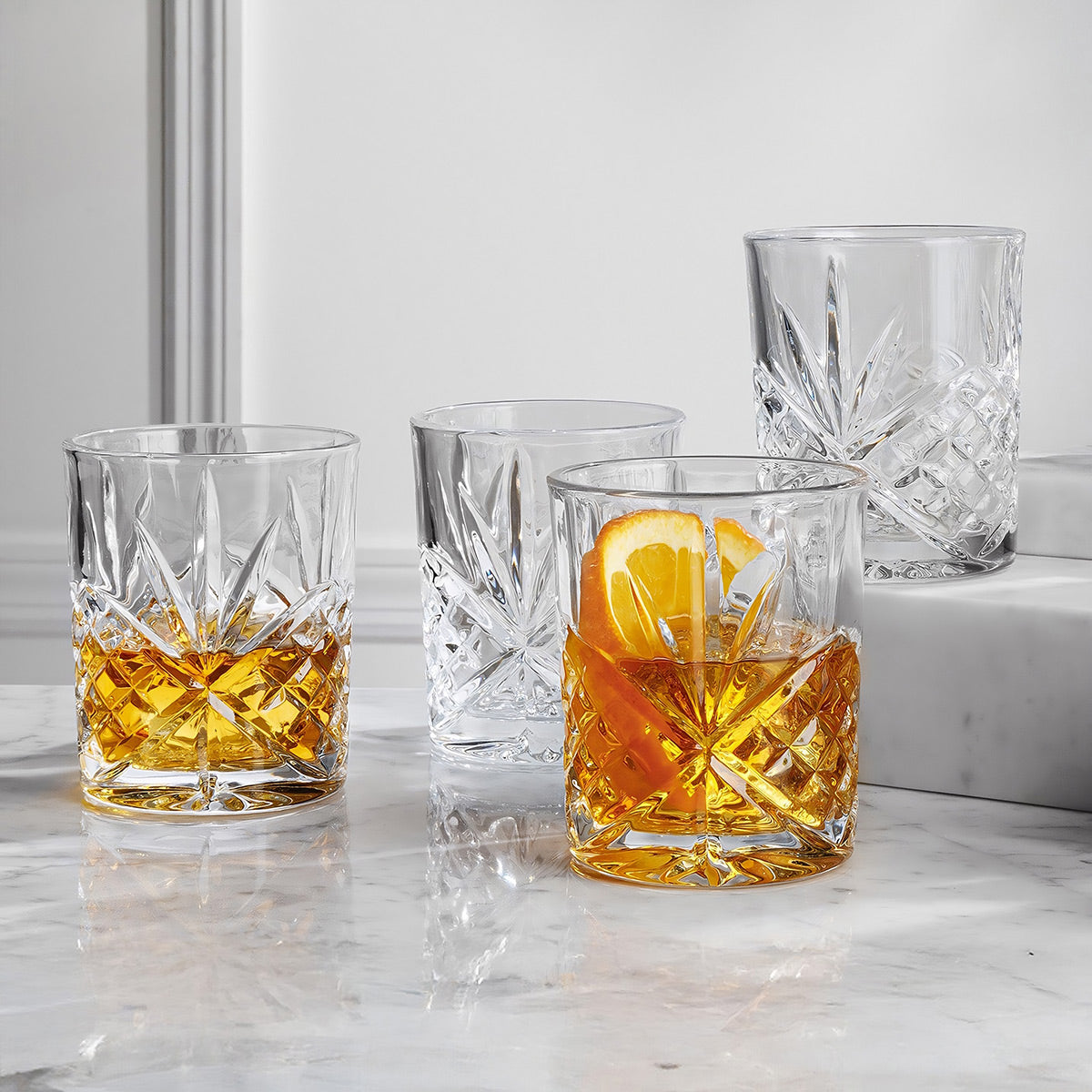 Dublin Cut Crystal Whiskey Glasses, Set of 4