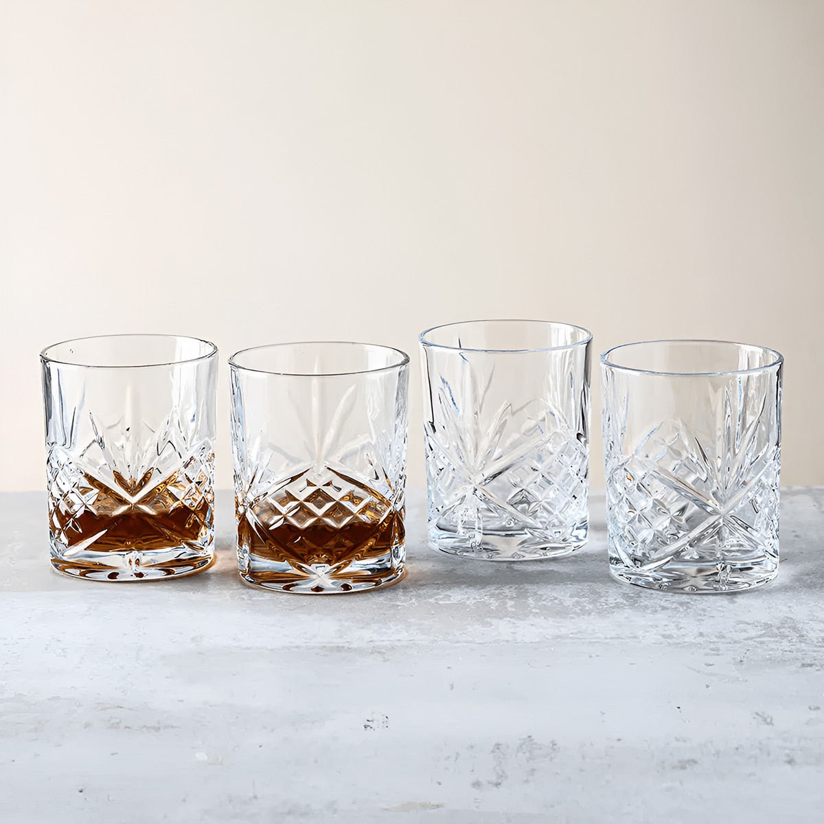 Dublin Cut Crystal Whiskey Glasses, Set of 4