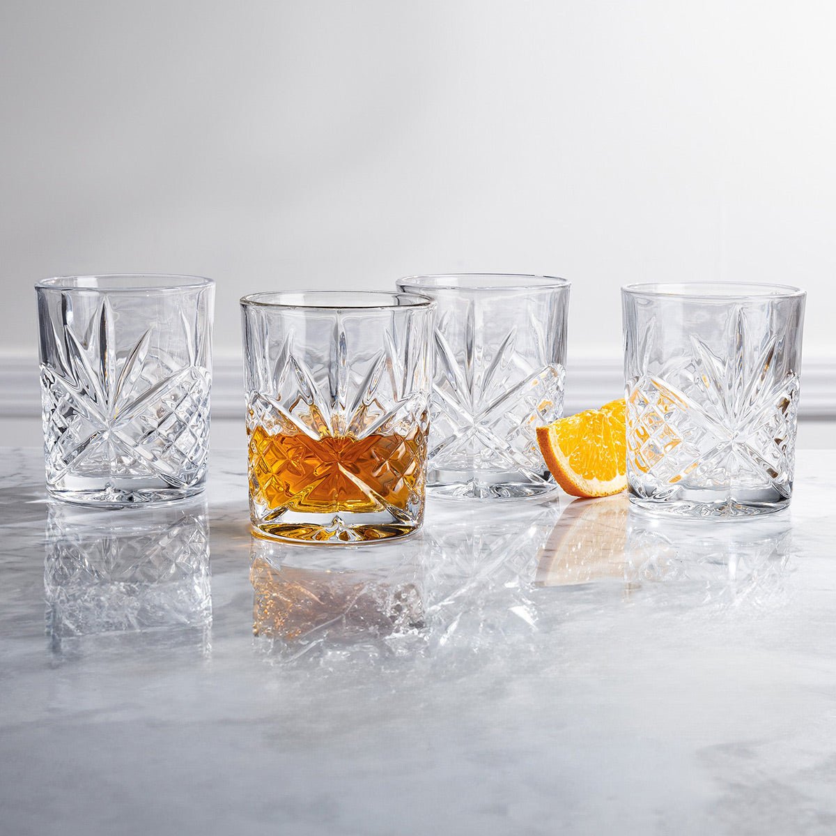 Dublin Cut Crystal Whiskey Glasses, Set of 4
