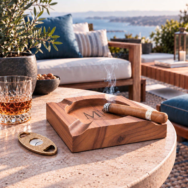 Eastwick Custom Cigar Ashtray - Teak Wood