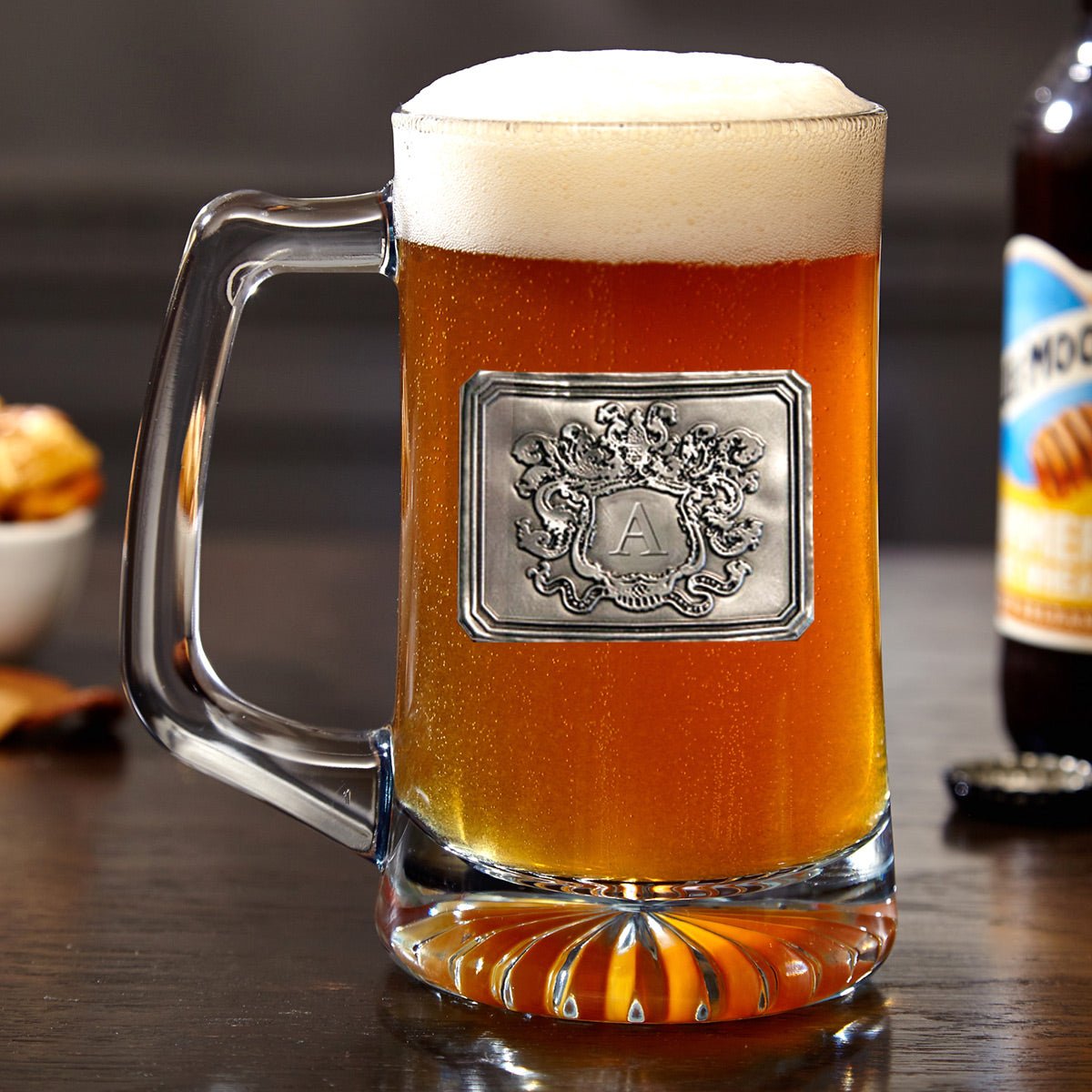 Embossed Beer Mug with Personalized Crest