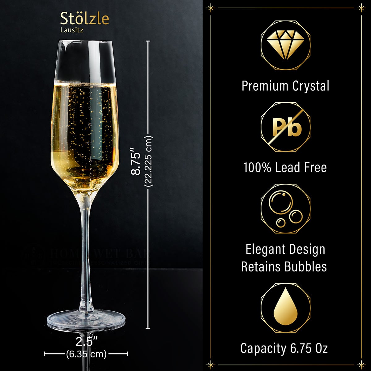 Engraved Champagne Glasses Gift Set with White Marble Bottle Chiller