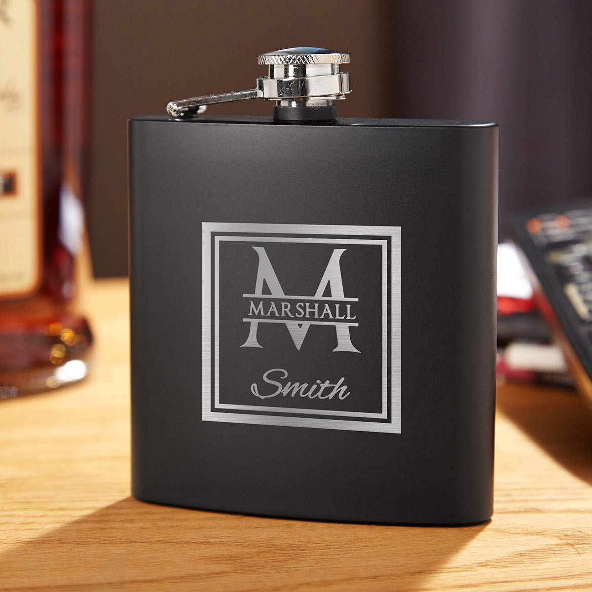 Engraved Flask Set with Shot Glasses