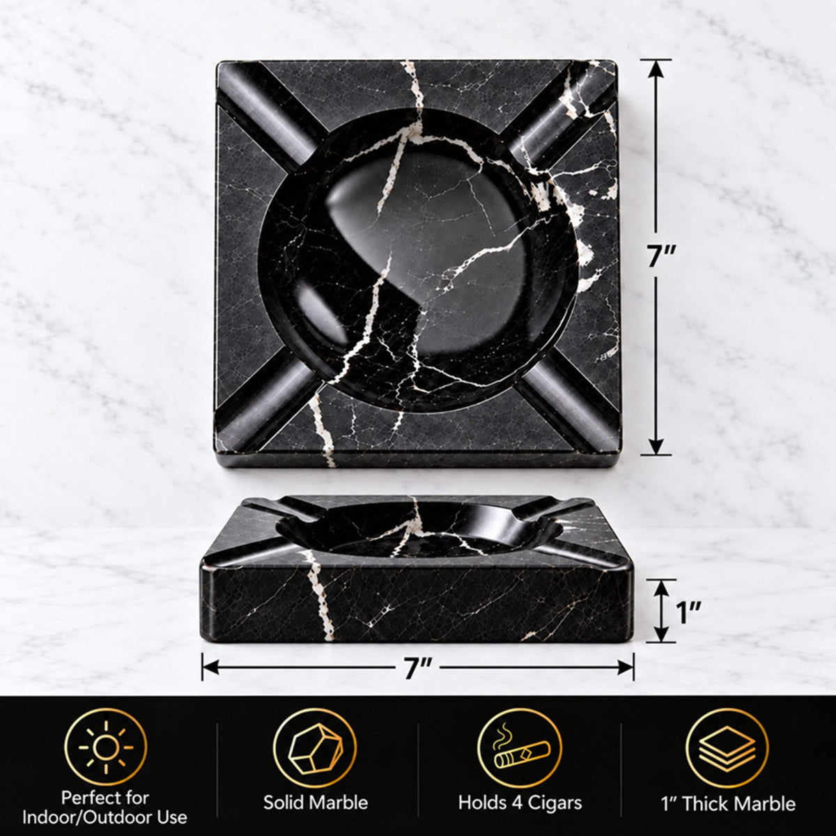 Engraved Marble Cigar Ashtray