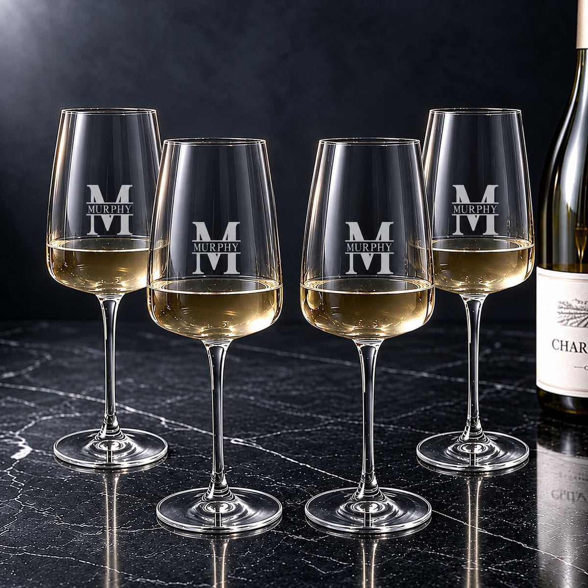 Engraved Montclair White Wine Glasses