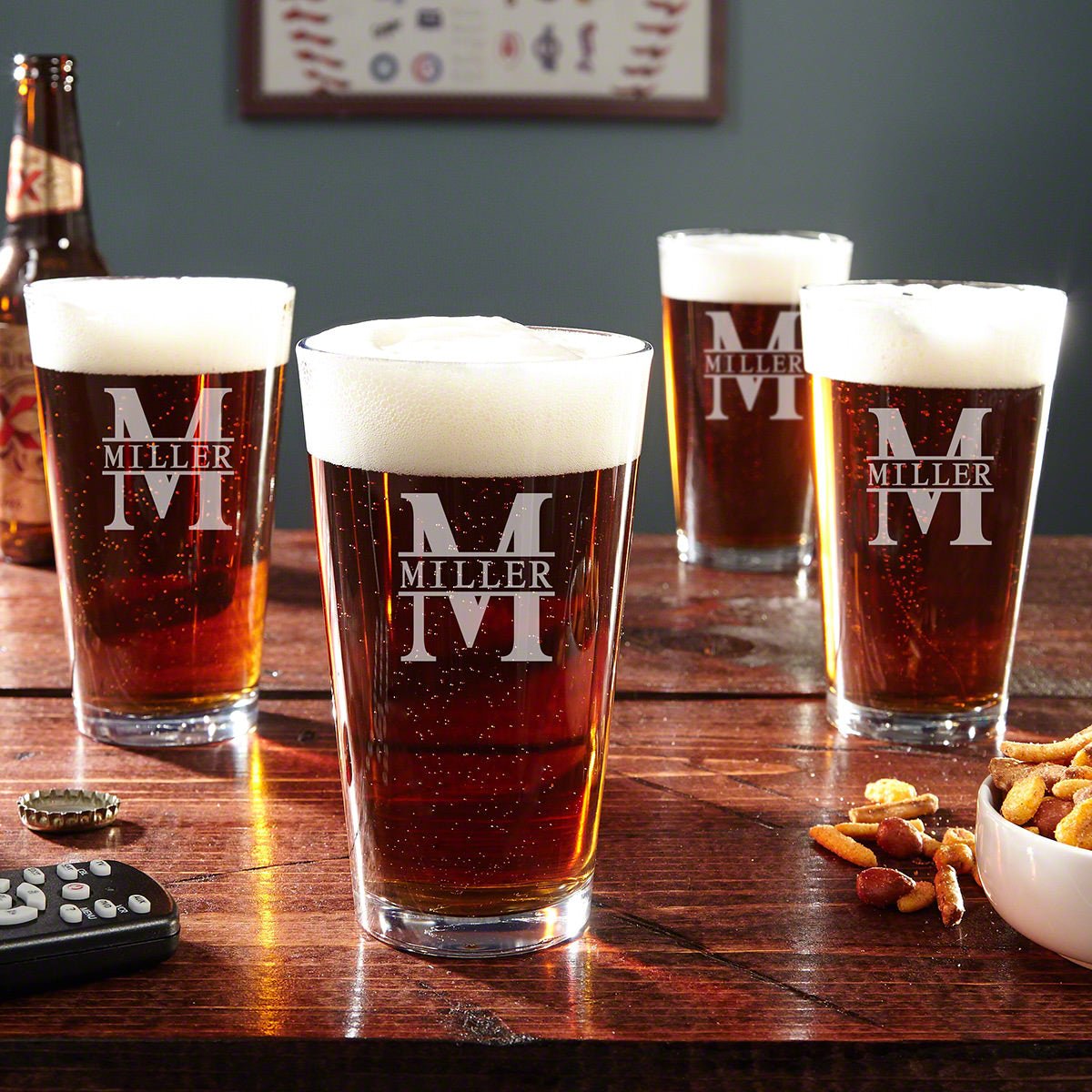 Engraved Pint Glasses, 4pc Set - Main Image