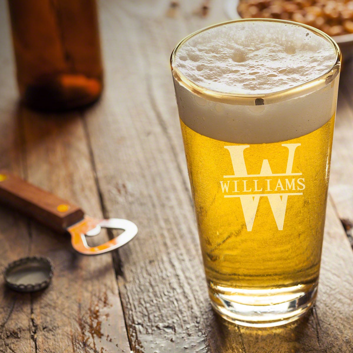 Engraved Pint Glasses Gold Rim, Set of 4