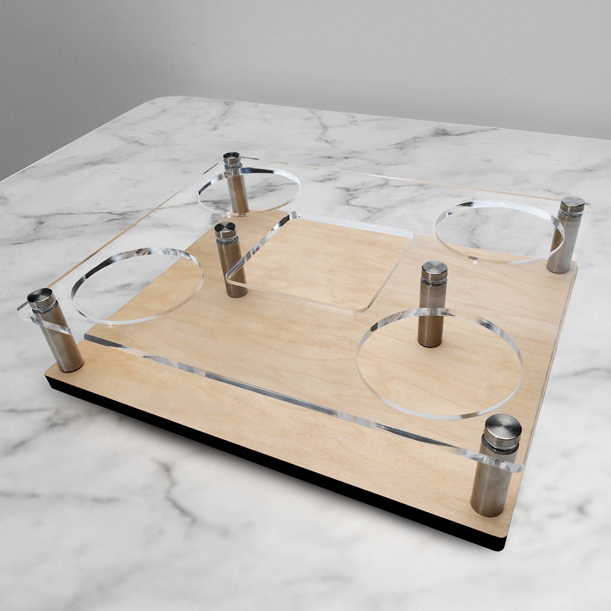 Engraved Presentation Set with Whiskey Decanter & Glasses - 6pc Bar Serving Tray & Display Set