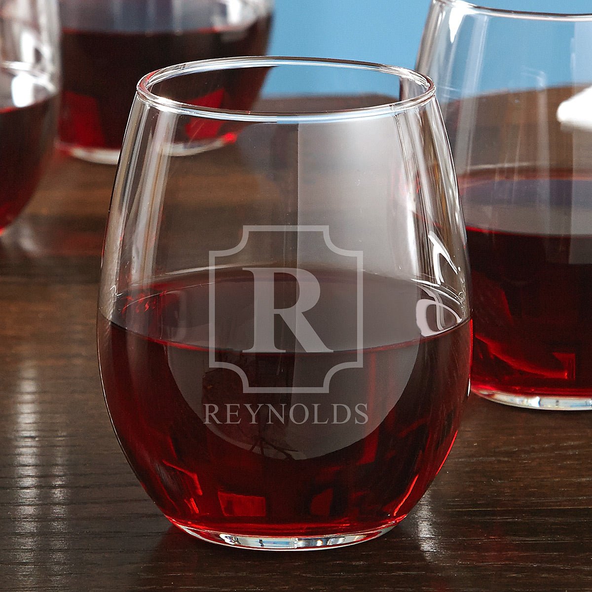 Engraved Stemless Wine Glasses