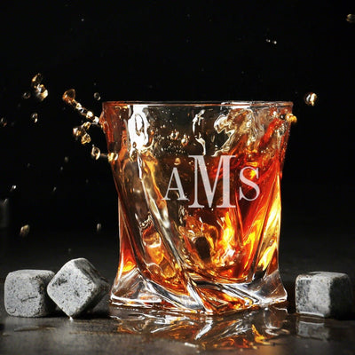 Engraved Twist Unique Whiskey Glass