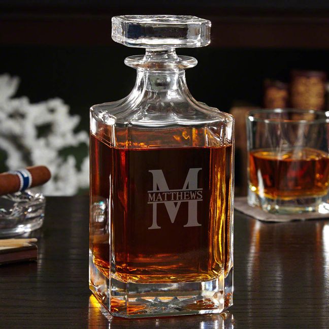 Engraved Whisky Decanter Set with Luxury Box - 7pc