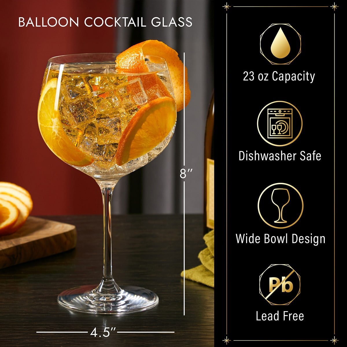 Etched Balloon Red Wine Glass