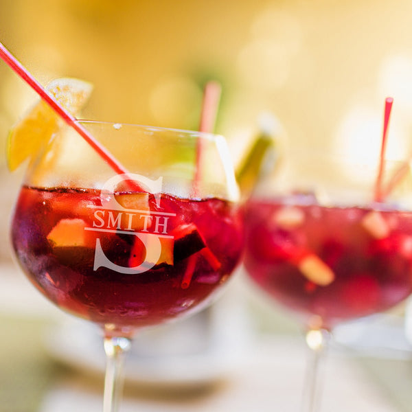 Etched Balloon Red Wine Glass