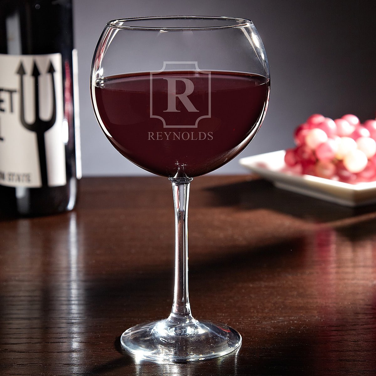 Etched Balloon Red Wine Glass