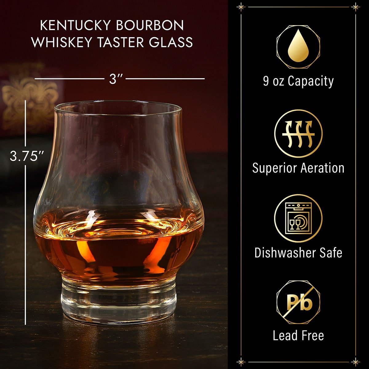 Etched Official Kentucky Bourbon Trail Whiskey Taster Glasses, Set of 2