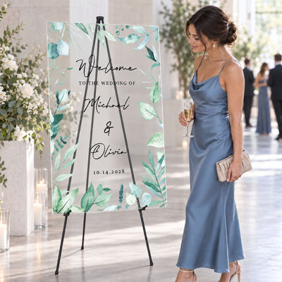 Evergreen Romance Personalized Wedding Welcome Sign