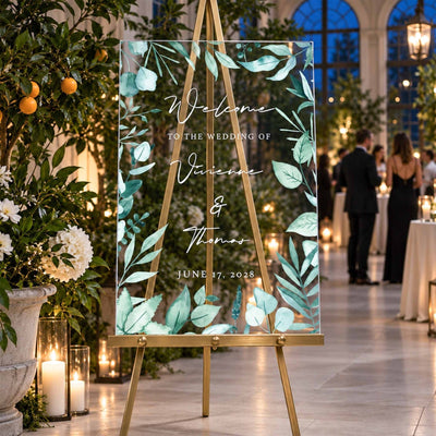 Evergreen Romance Personalized Wedding Welcome Sign