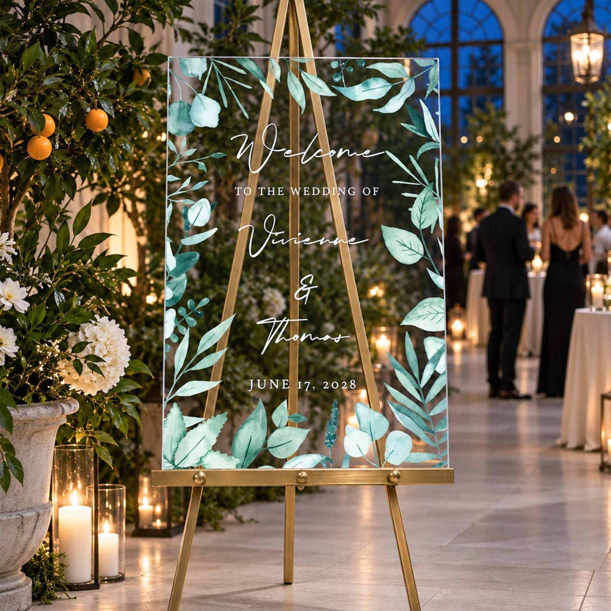 Evergreen Romance Personalized Wedding Welcome Sign