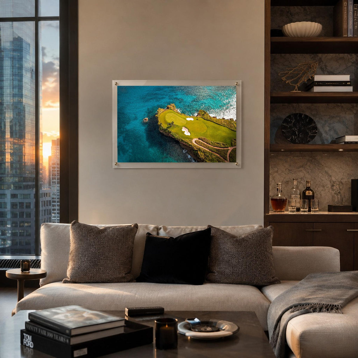 The Floating Fairway wall art featuring a seaside putting green