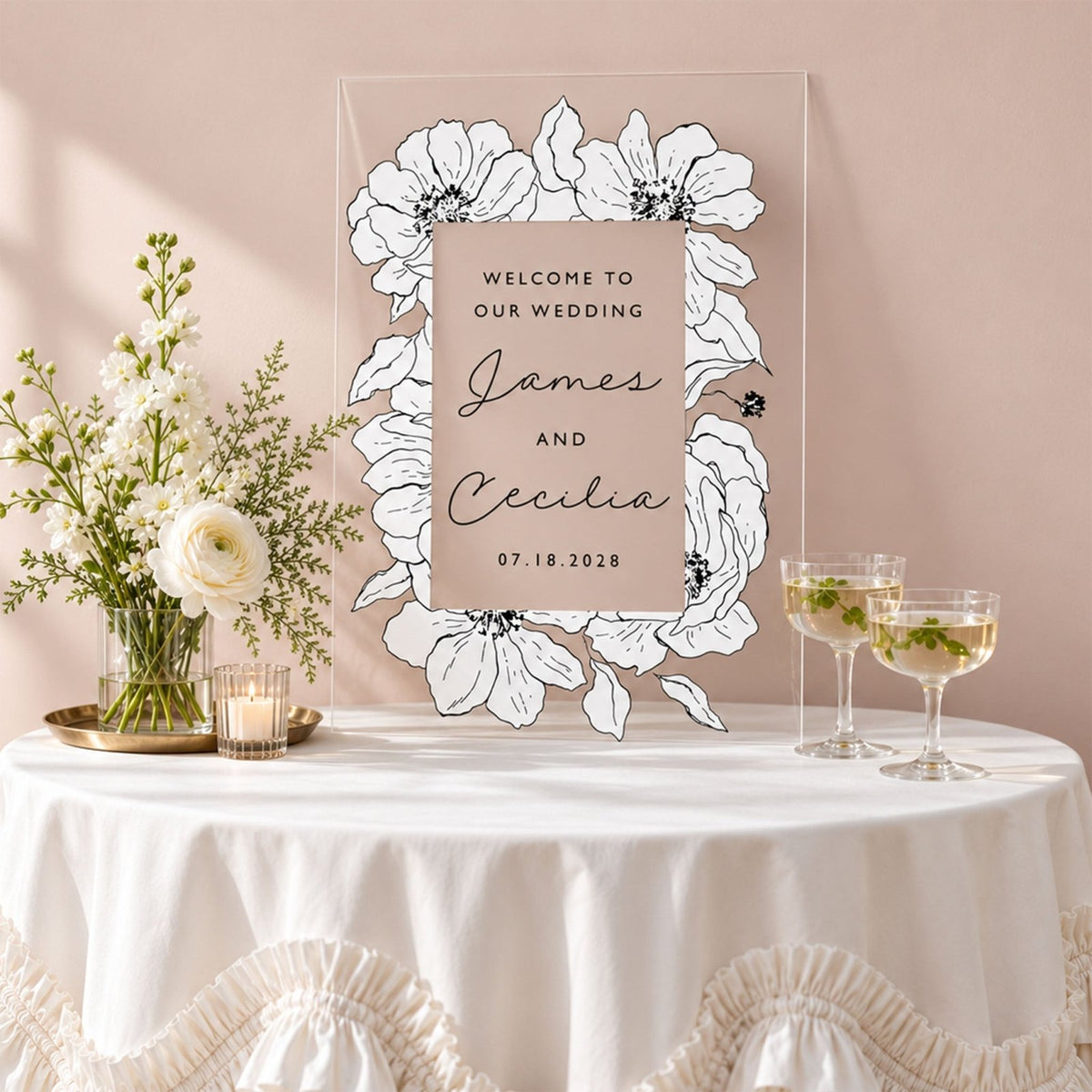 Forever in Full Bloom Personalized Wedding Welcome Sign