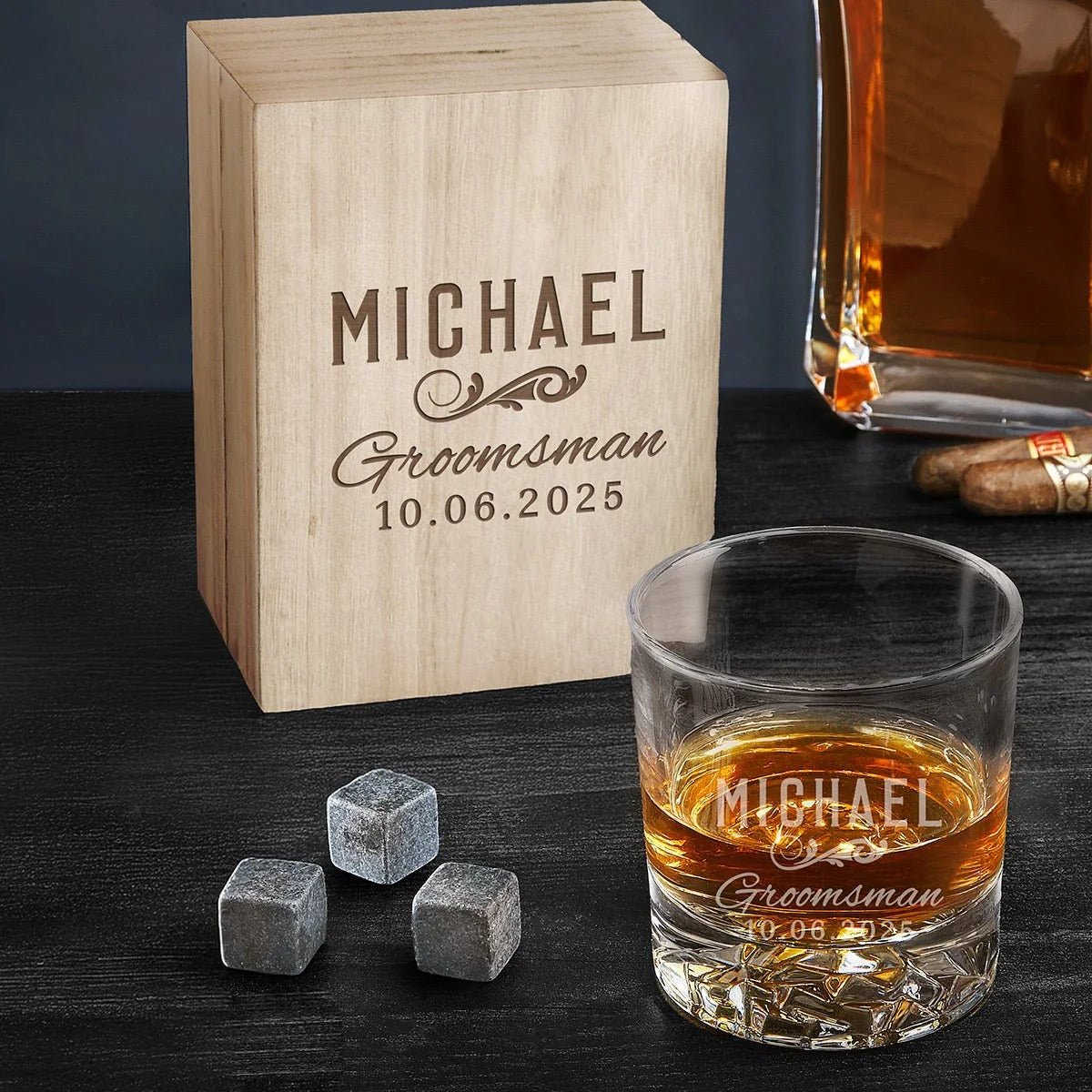 Gift Box with Custom Glacier Whiskey Glass