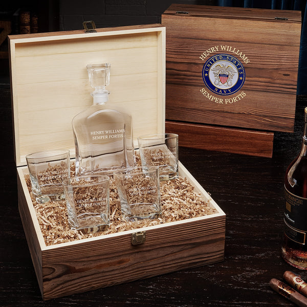 Gifts for Navy Veterans Personalized Argos Whiskey Decanter Set