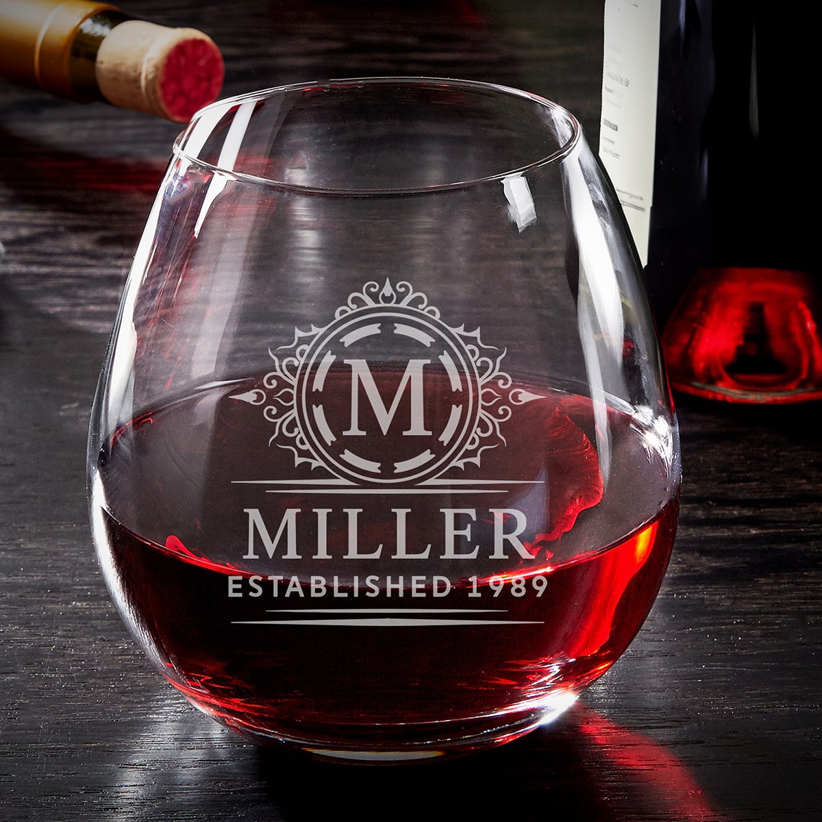 Giovanni Personalized Stemless Red Wine Glass