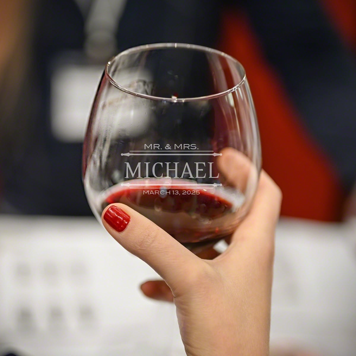 Giovanni Personalized Stemless Red Wine Glass