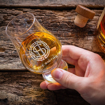 Glencairn Whiskey Glasses with Lids Set of 4 Personalized