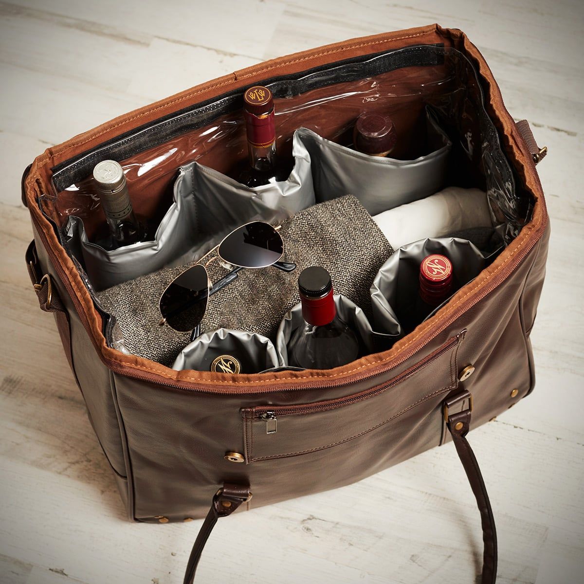 Graham Weekender Bag - 6 Whiskey Bottle Carrier - Whiskey Gift for Men