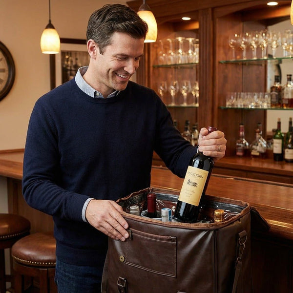 Graham Weekender Bag - 6 Whiskey Bottle Carrier - Whiskey Gift for Men