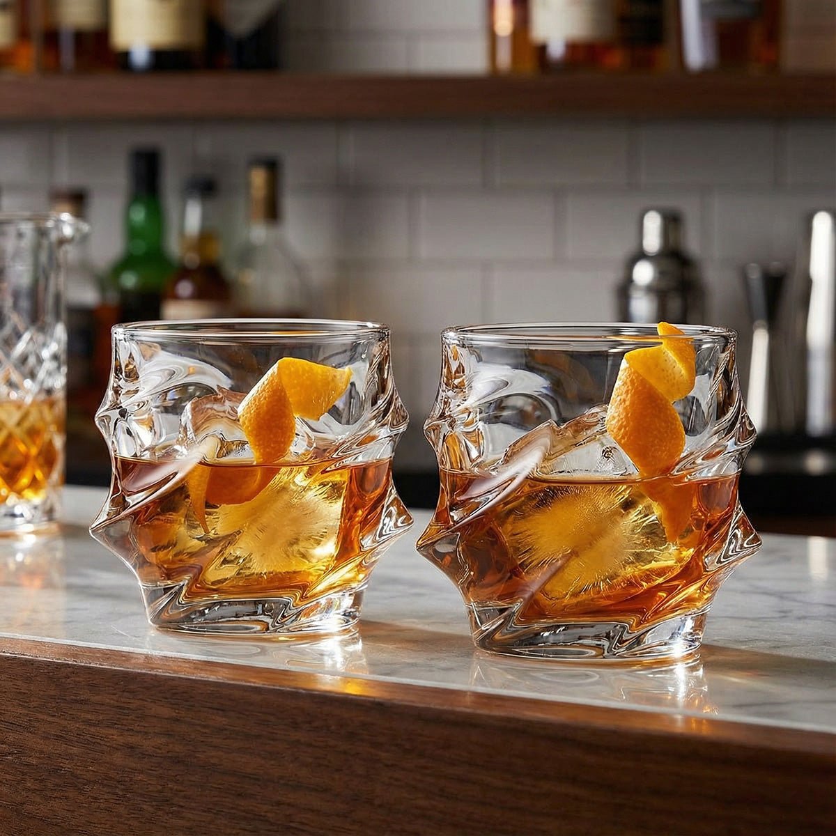 Handmade Crystal Clear Whiskey Glasses, Set of 4