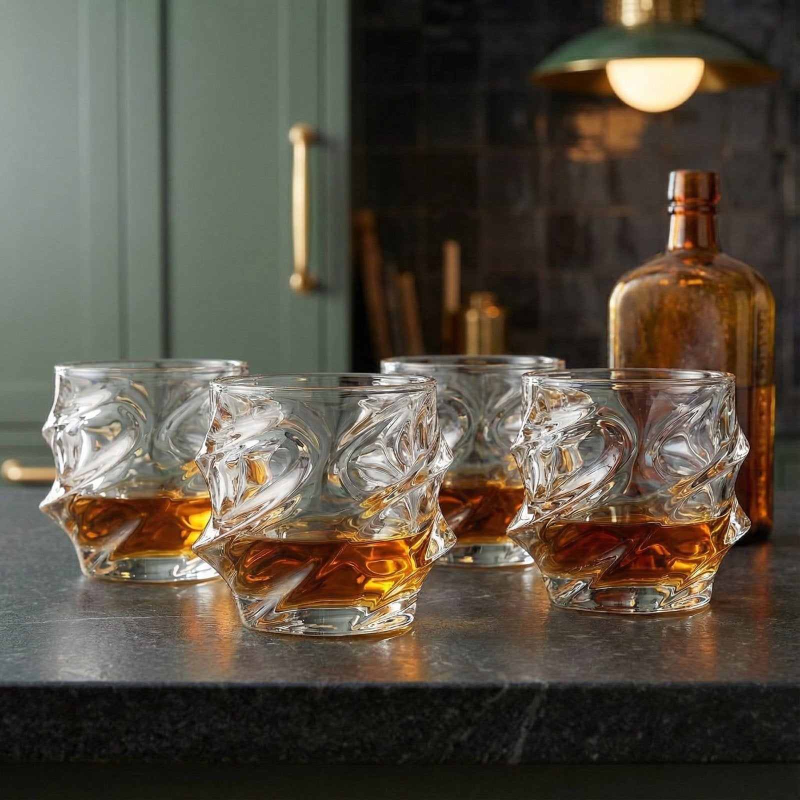 Handmade Crystal Clear Whiskey Glasses, Set of 4