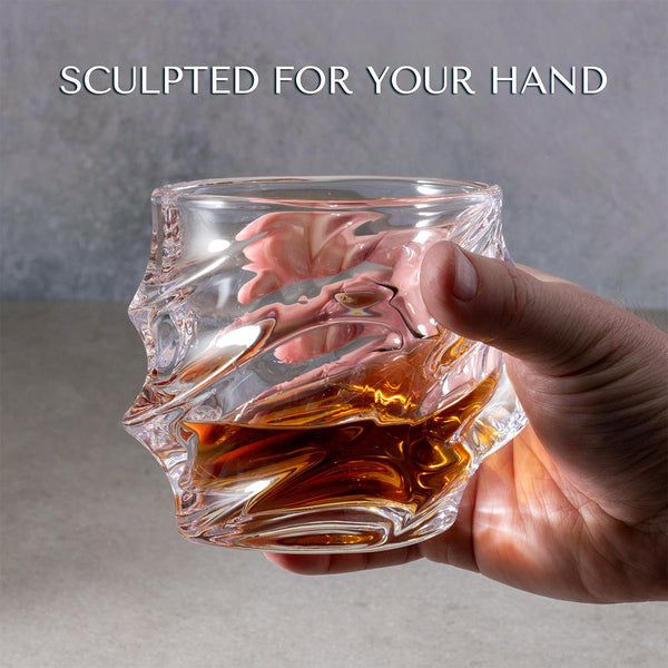 Handmade Crystal Clear Whiskey Glasses, Set of 4