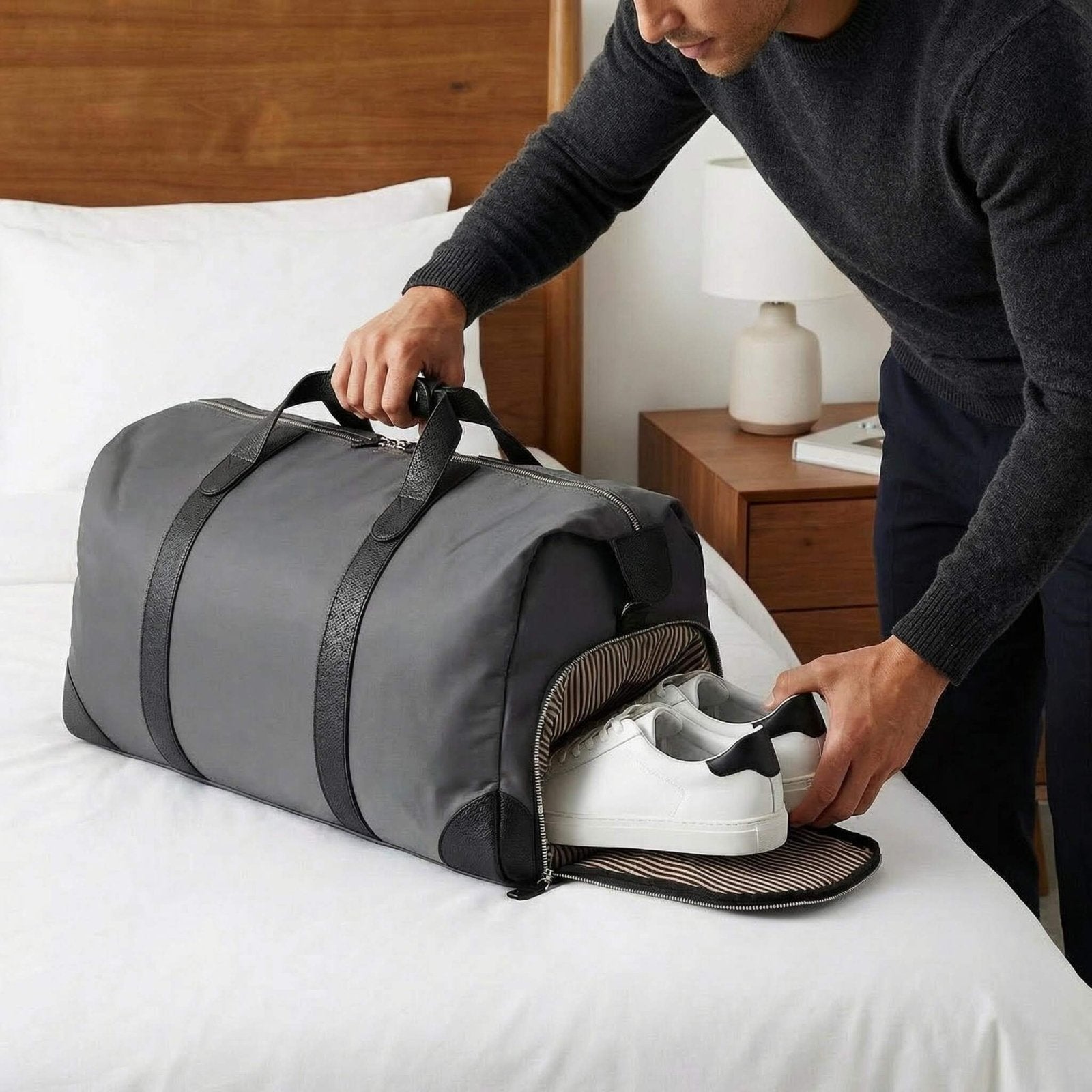 Harrison Travel Duffel Bag w Shoe Compartment 22" - Charcoal Grey