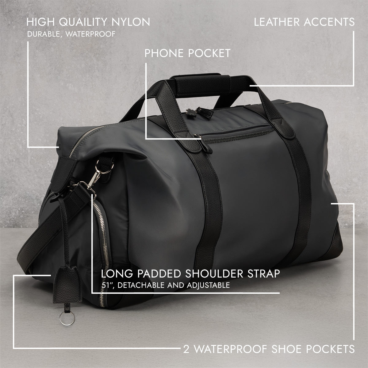 Harrison Weekender Travel Duffel Bag w Shoe Compartment 19"