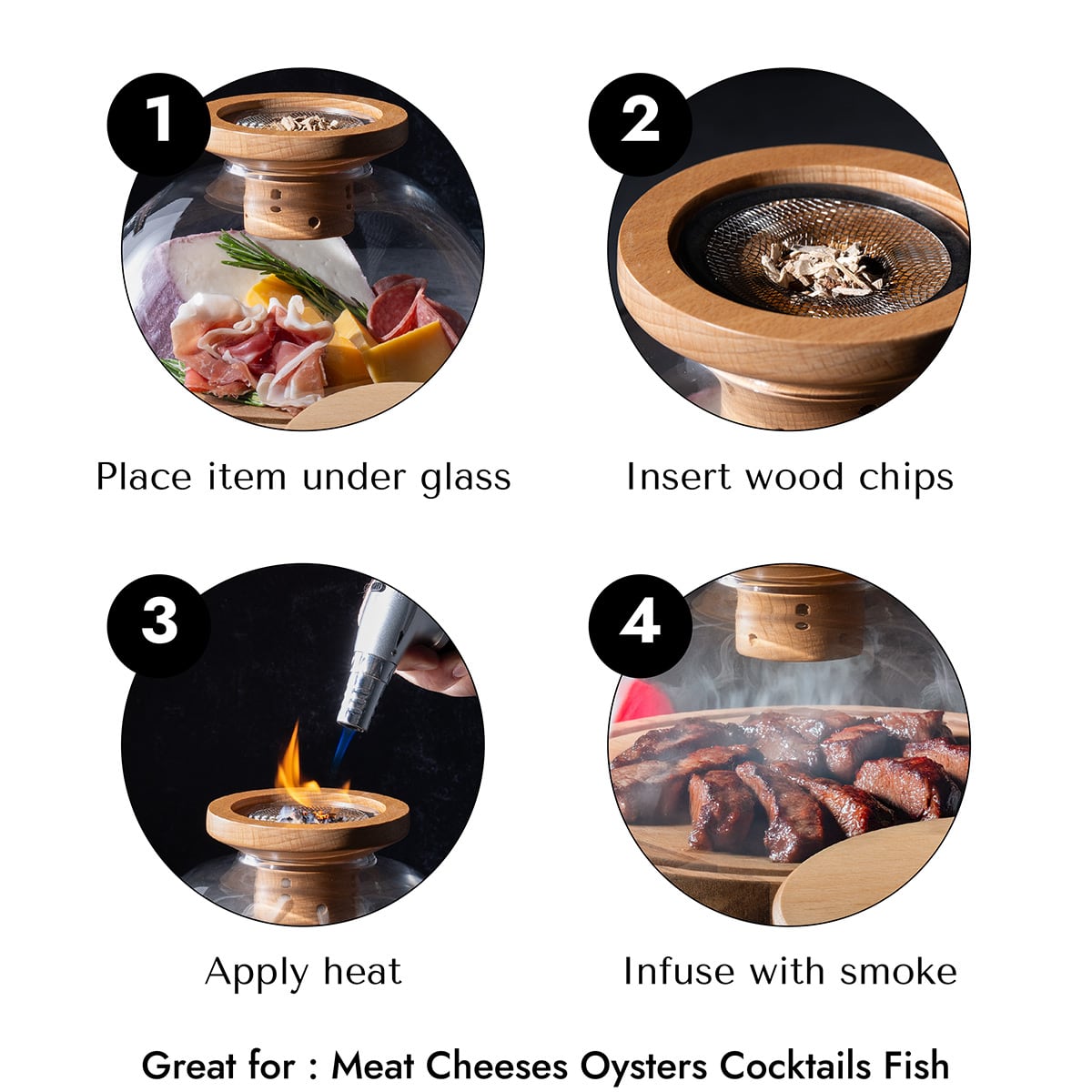 Hartford Charcuterie Smoking Cloche, 9pc Cheese Smoker Kit