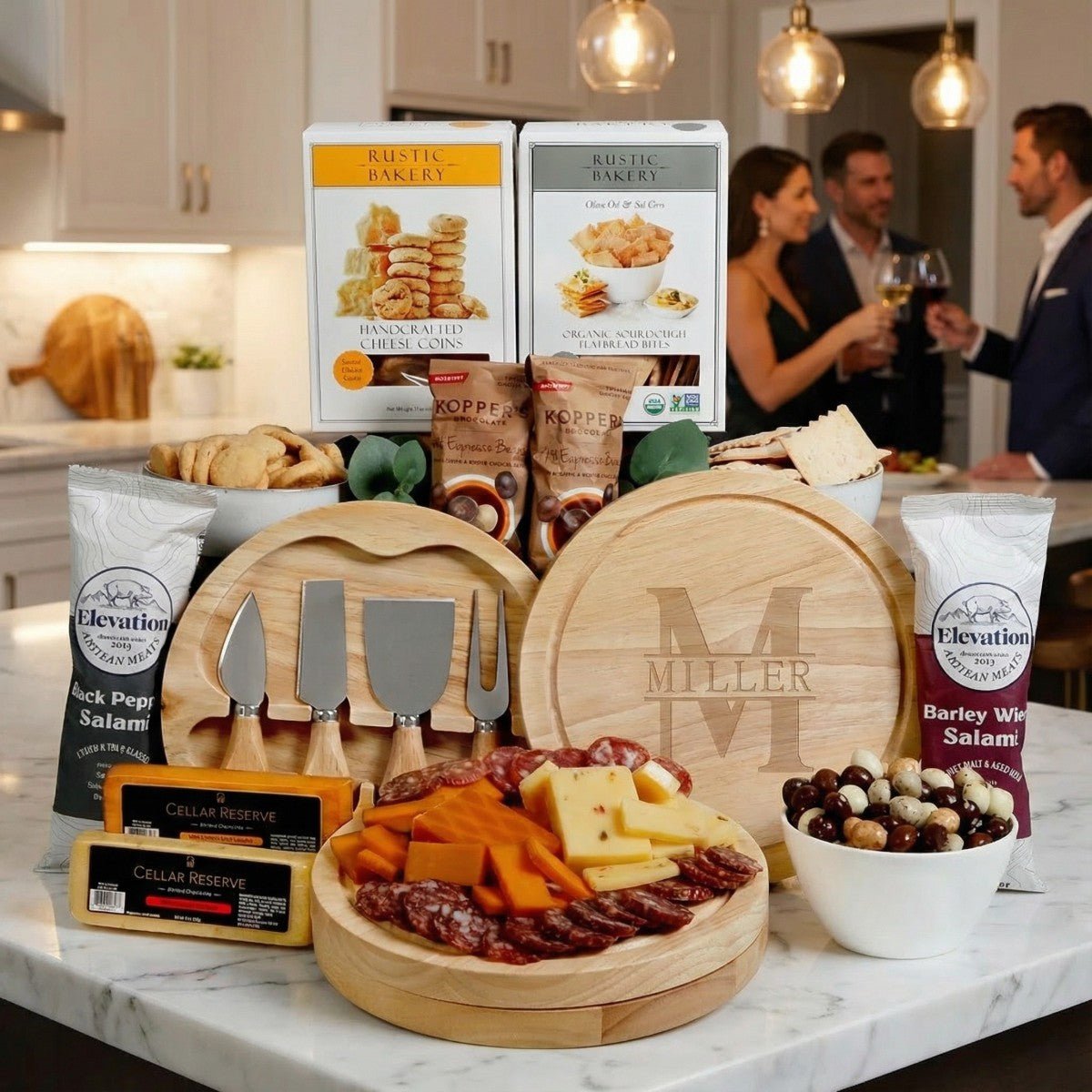 Huntington Charcuterie Gift Basket with Personalized Charcuterie Board