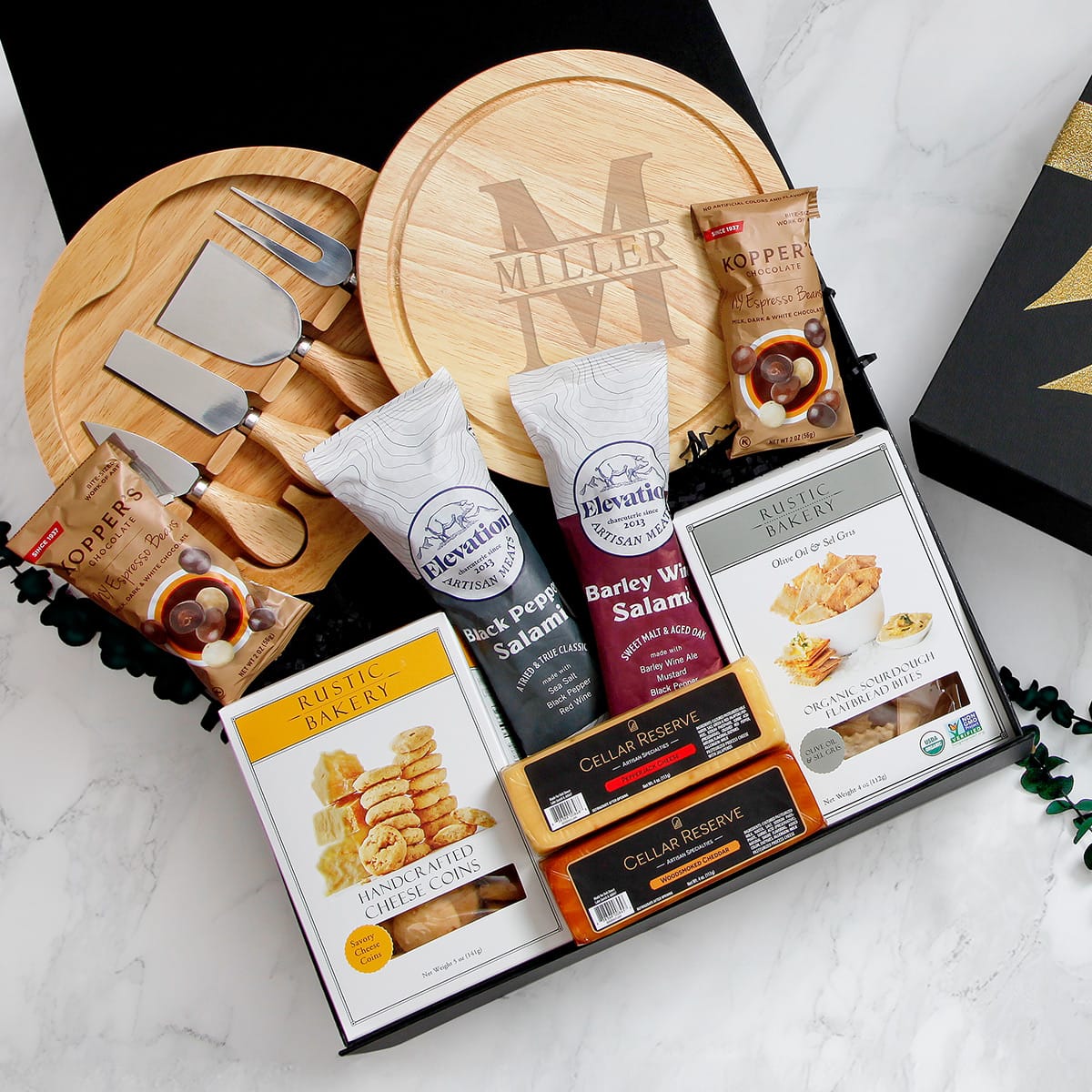 Huntington Charcuterie Gift Basket with Personalized Charcuterie Board