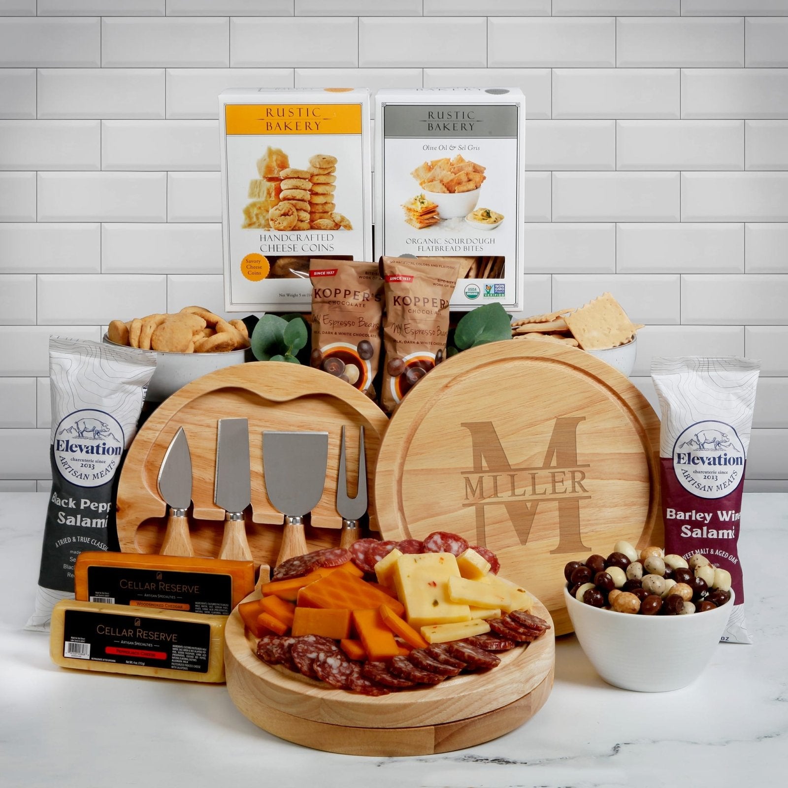 Huntington Charcuterie Gift Basket with Personalized Charcuterie Board