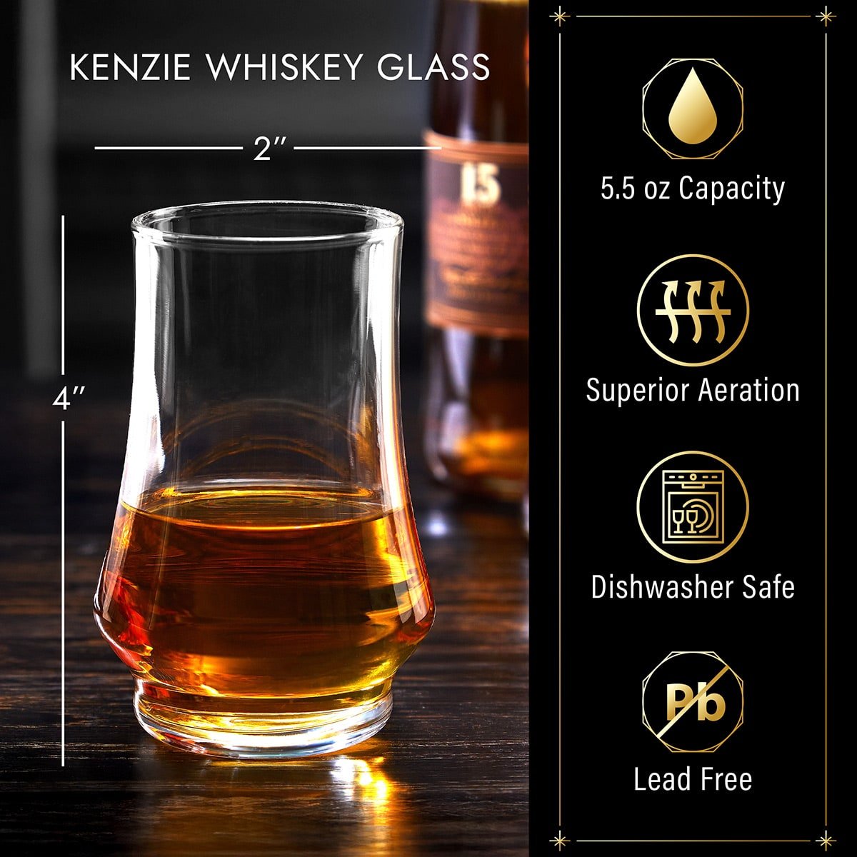 Kenzie Personalized Whiskey Tasting Glasses Set of 4