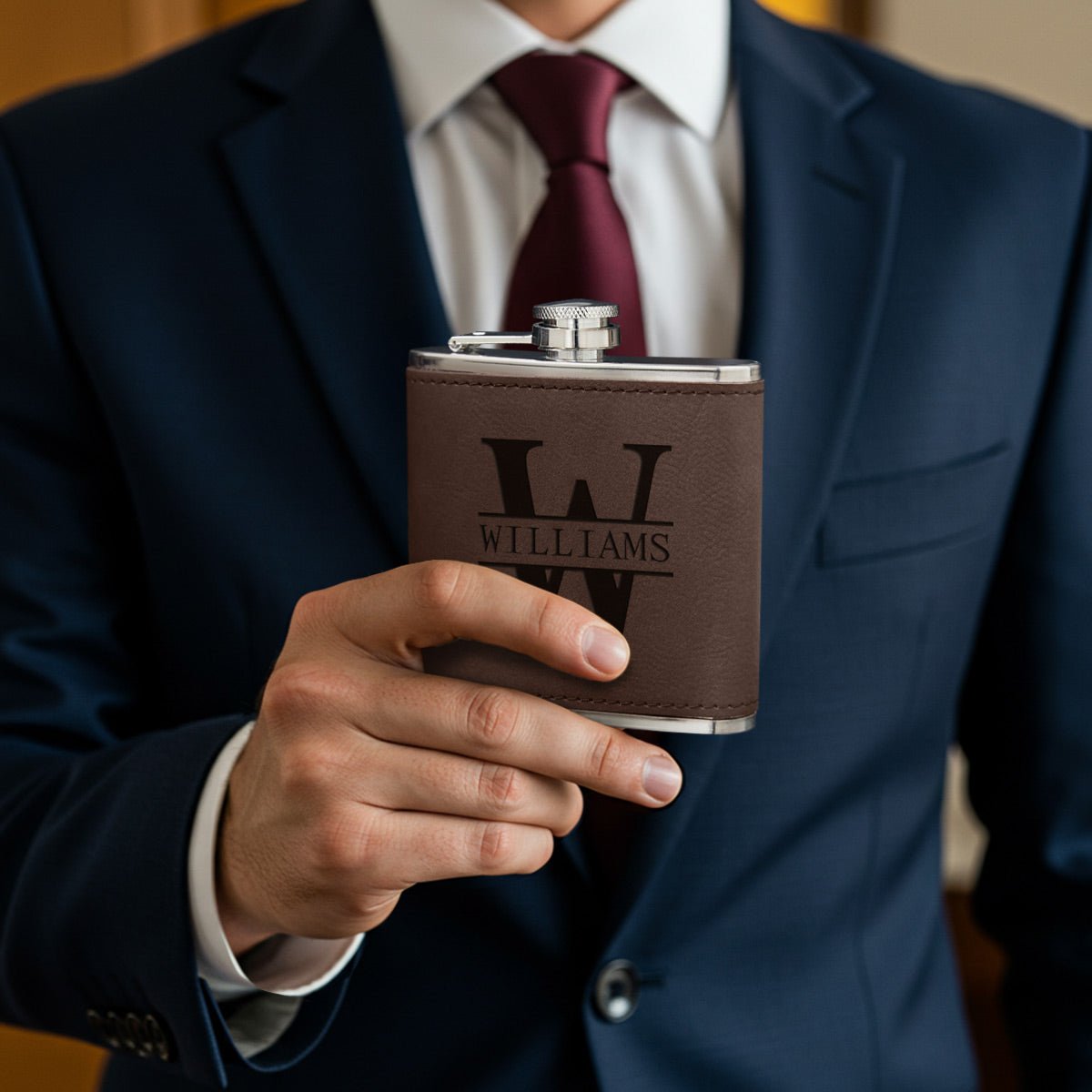 Leatherette Wrapped Fitzgerald Liquor Flask, 6 oz
