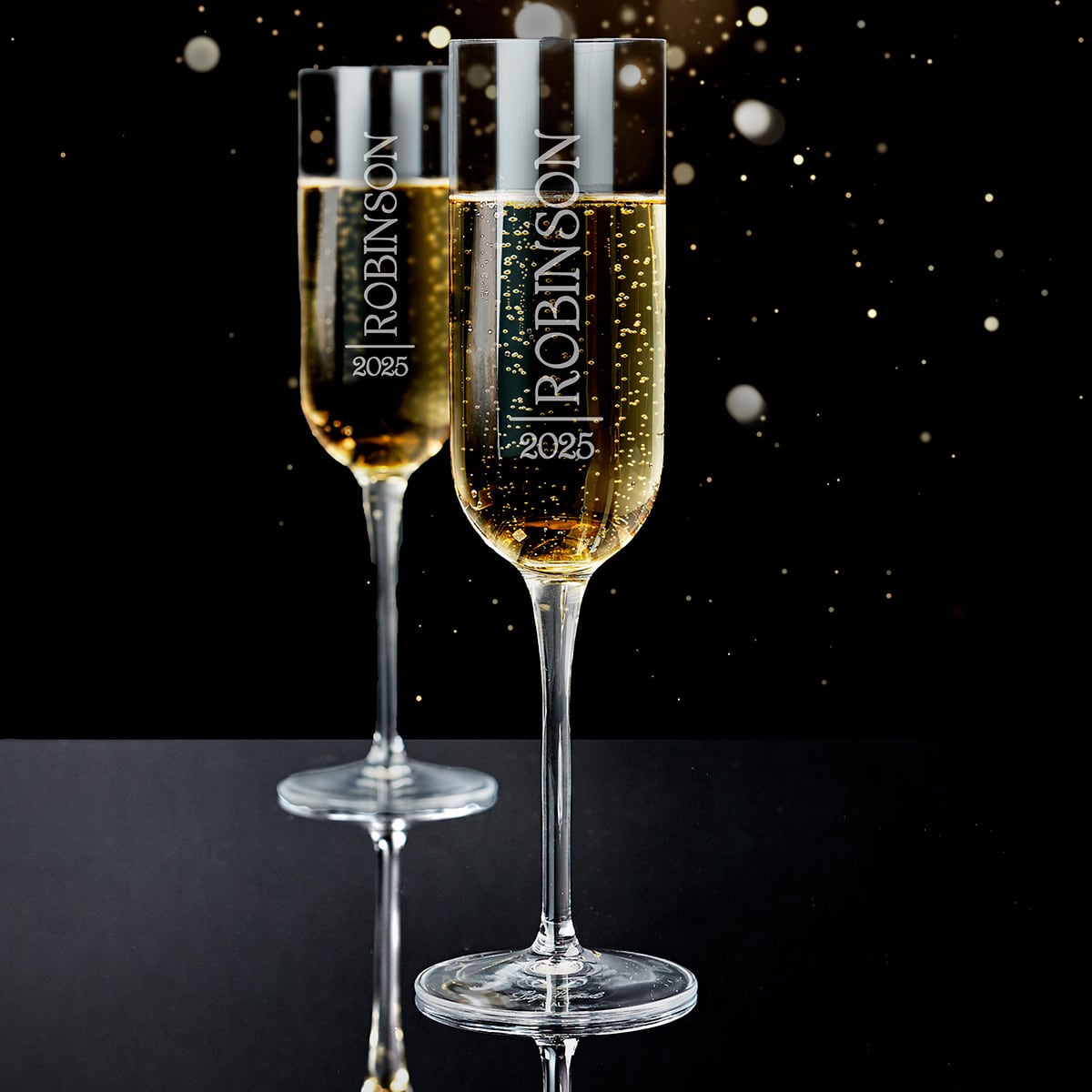 Luigi Bormioli Personalized Tall Champagne Glasses - Jubilation