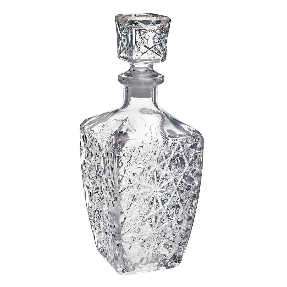 Marquise Cut Whiskey Decanter and Glasses, 7 - Piece Set