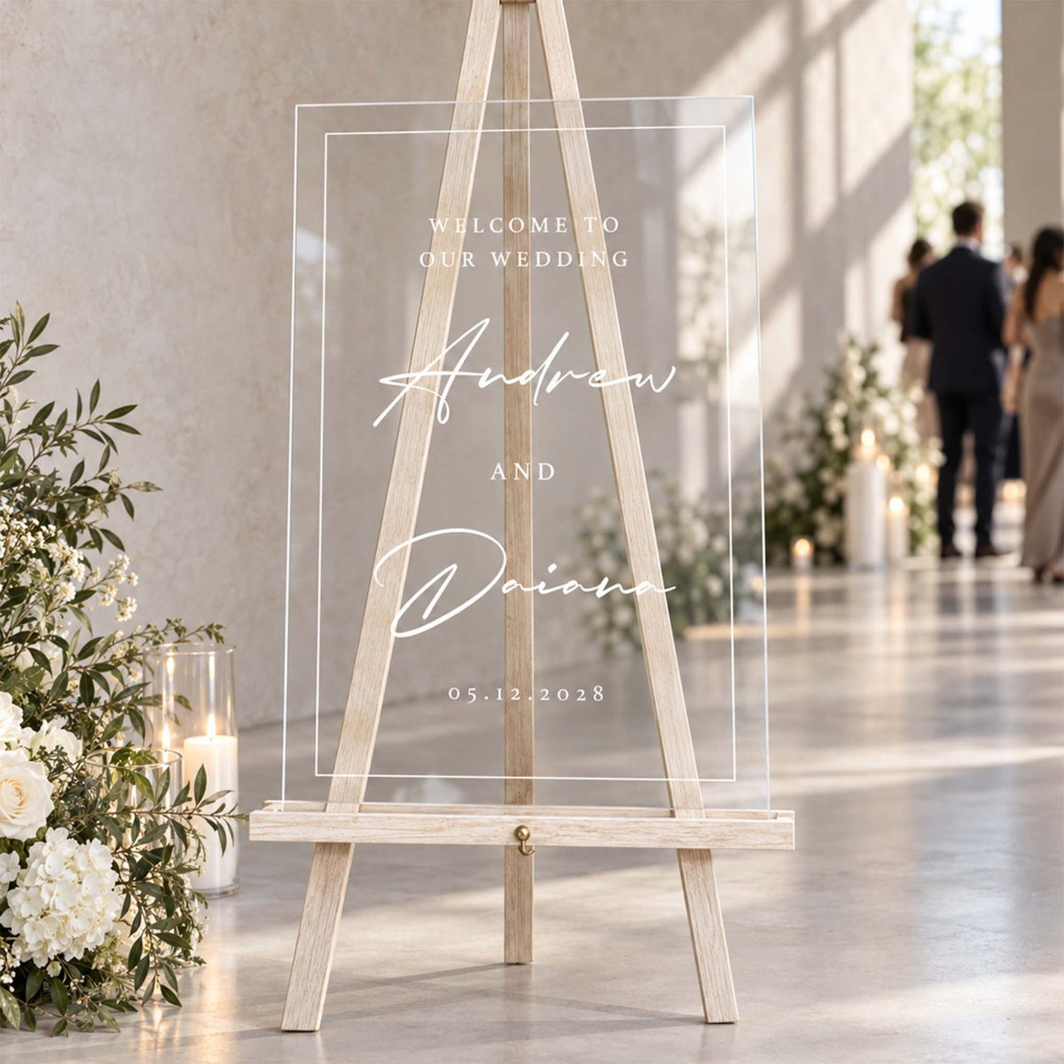 Modern Love Story Personalized Wedding Welcome Sign