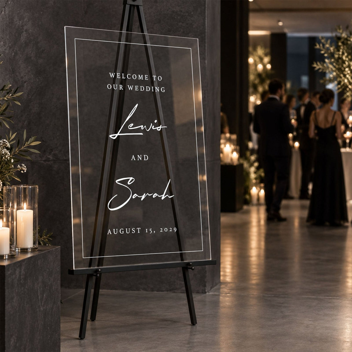 Modern Love Story Personalized Wedding Welcome Sign