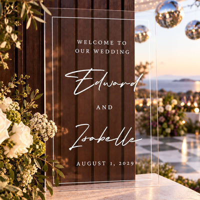 Modern Love Story Personalized Wedding Welcome Sign